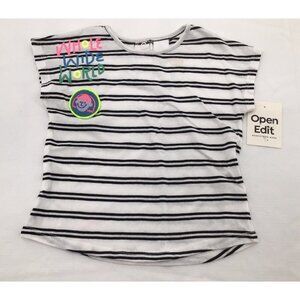 Open Edit Baby Girl Size 18mo Black White Stripe T-shirt Whole Wide World
